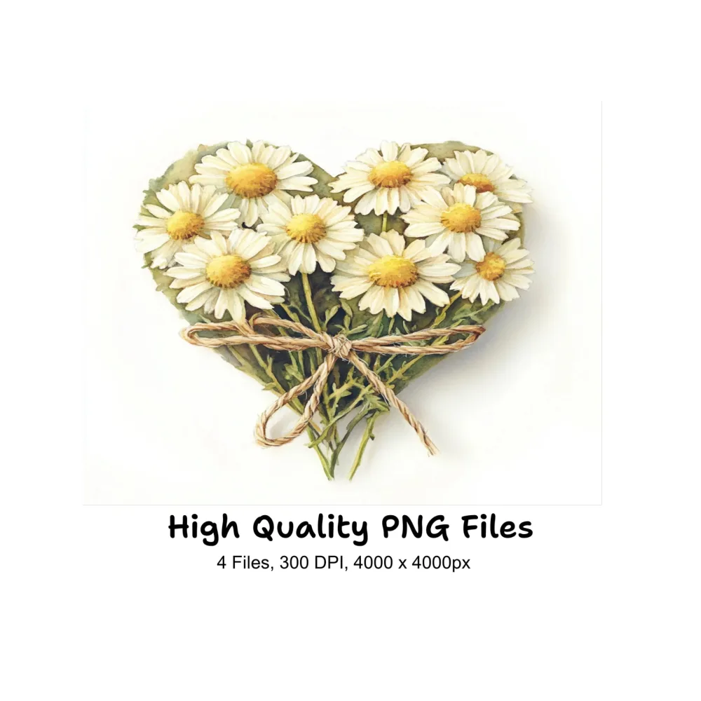 Daisy Heart Bouquets Clipart Bundle