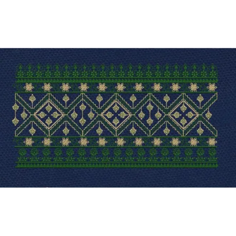 Floral Jacquard Woven Green & Blue Embroidery Design