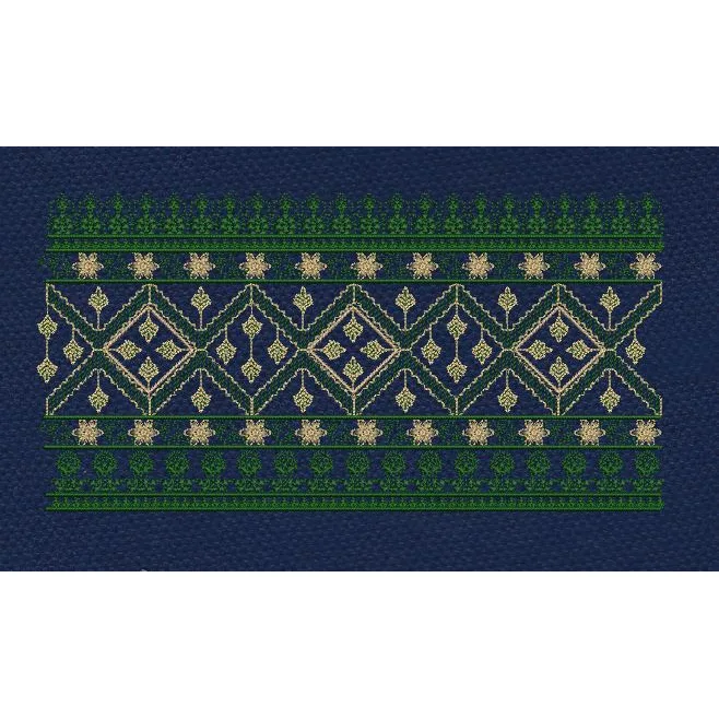 Floral Jacquard Woven Green & Blue Embroidery Design