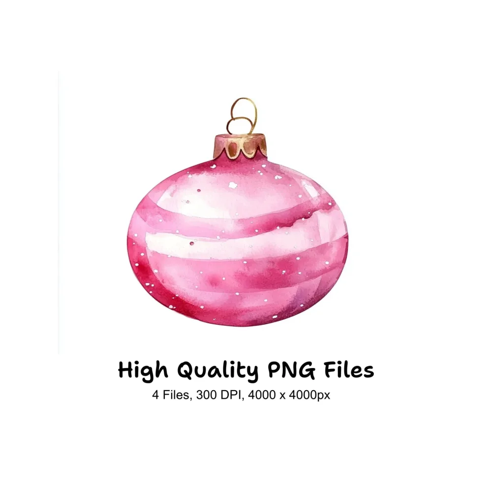 Sparkling Pink Christmas Baubles Clipart Bundle