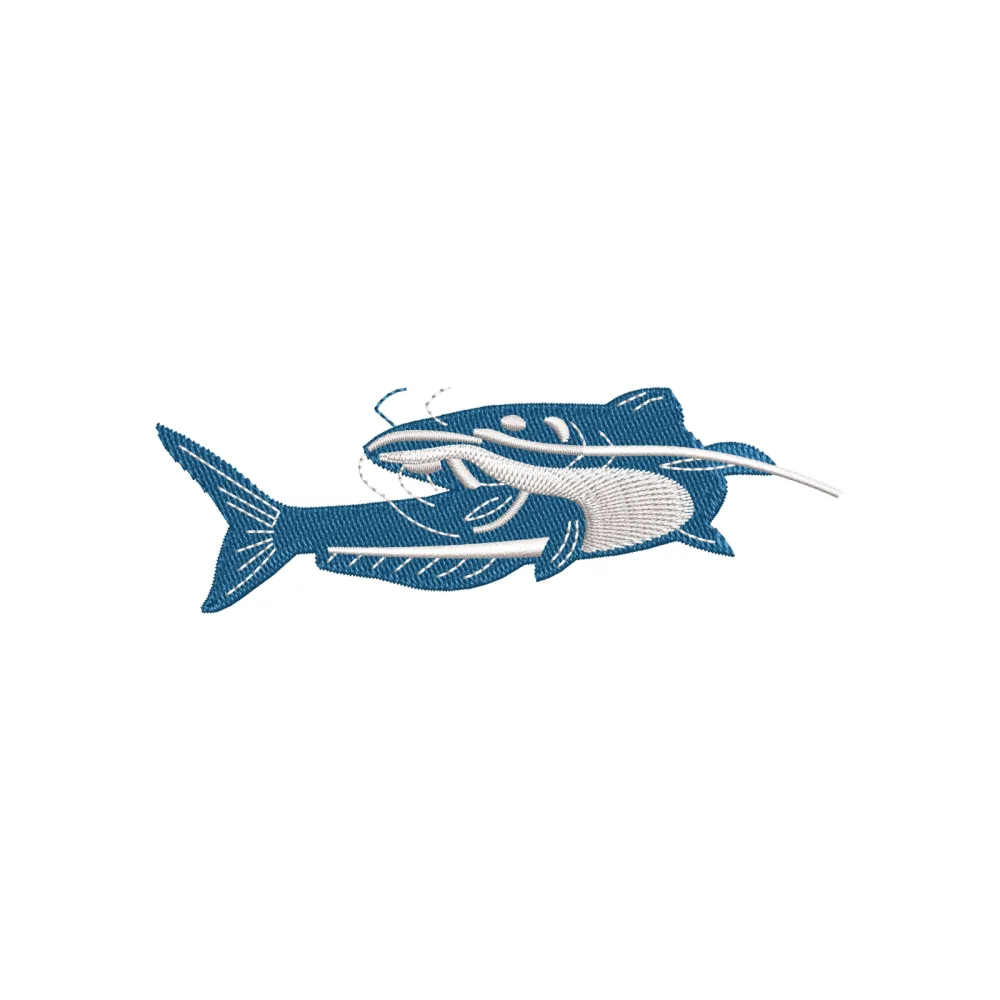 Cat Fishing Embroidery Design