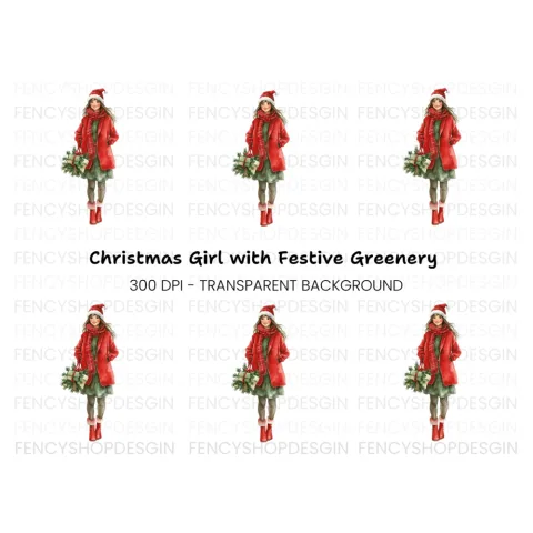 Christmas Gifts Clipart Bundle Featuring Woman