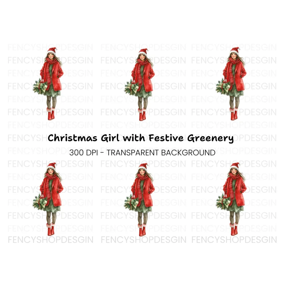 Christmas Gifts Clipart Bundle Featuring Woman