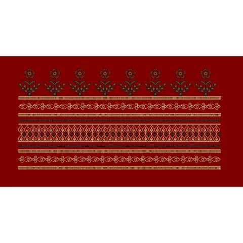 Multi Tier Floral Spring Border Embroidery Design