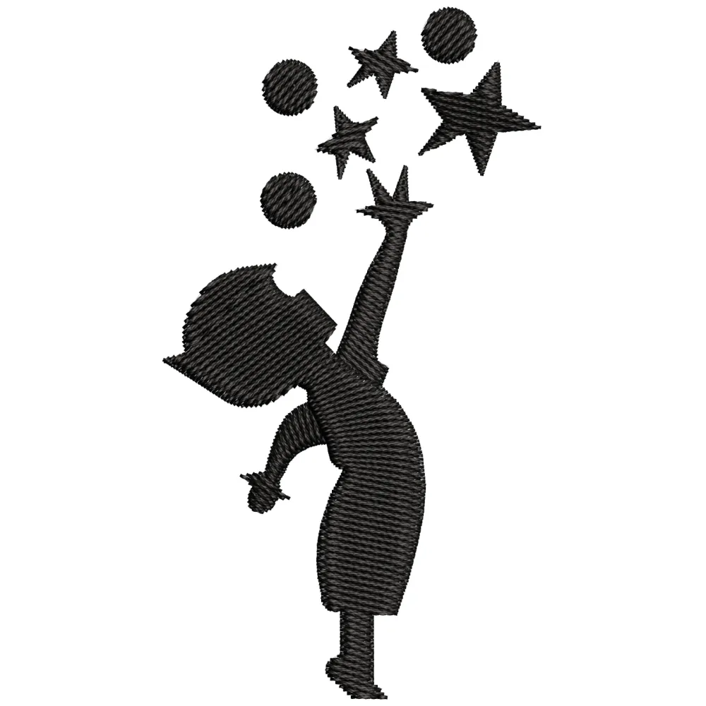 Chailld Play With Star Embroidery Design