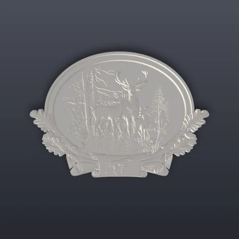 Deer Forest Relief Plaque 3D Print STL File