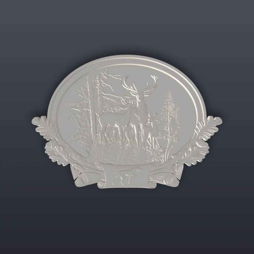 Deer Forest Relief Plaque 3D Print STL File