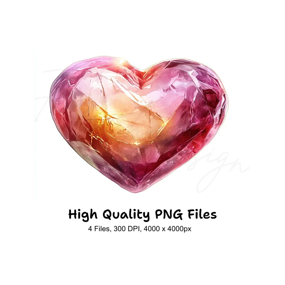 Gemstone Hearts Clipart Bundle