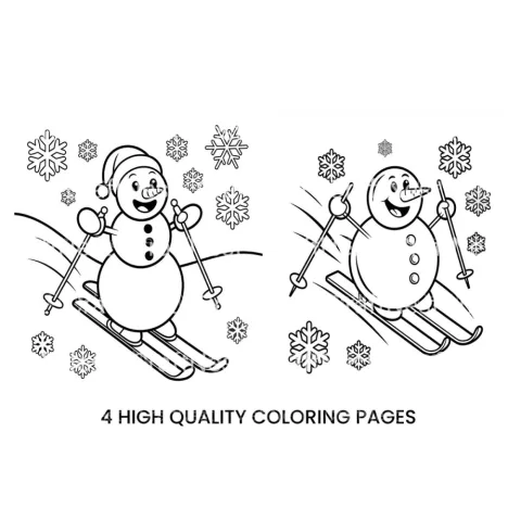 Happy Snowmen Skiing Coloring Books