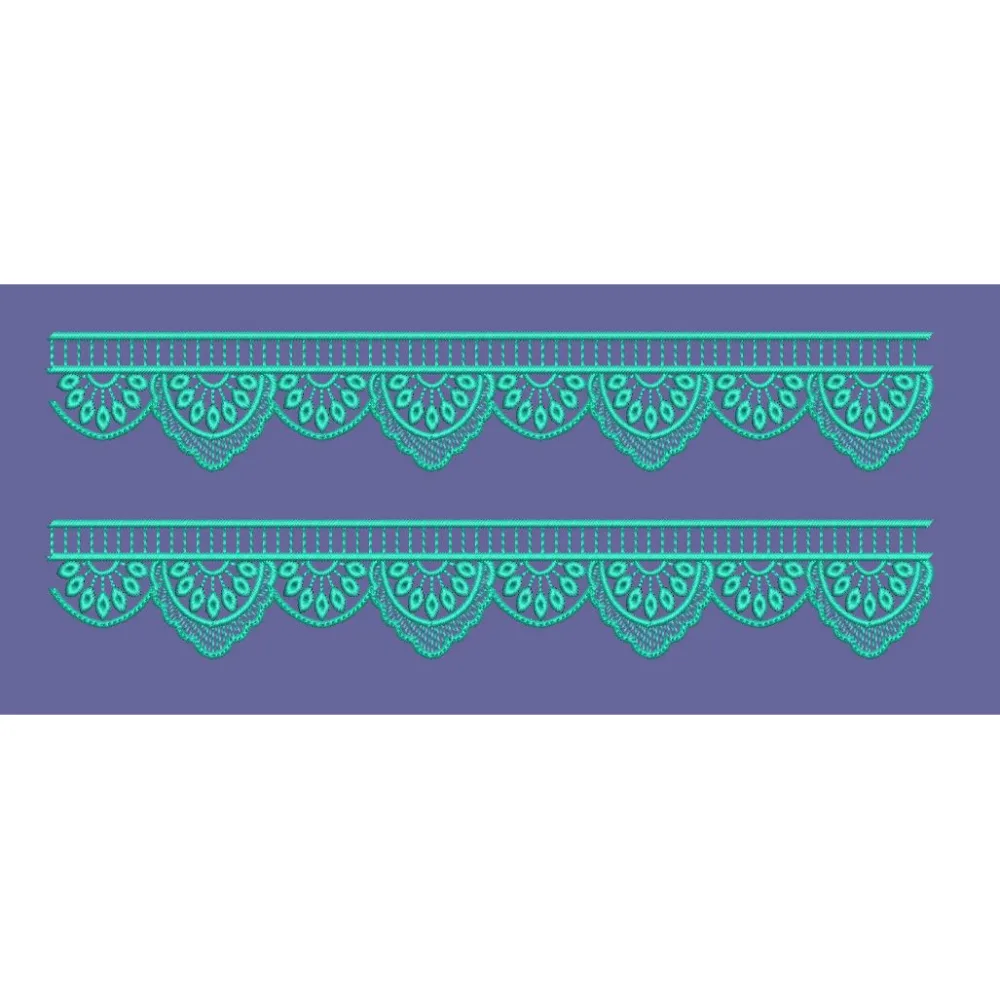 Scallop Lace Turquoise Border Embroidery Design