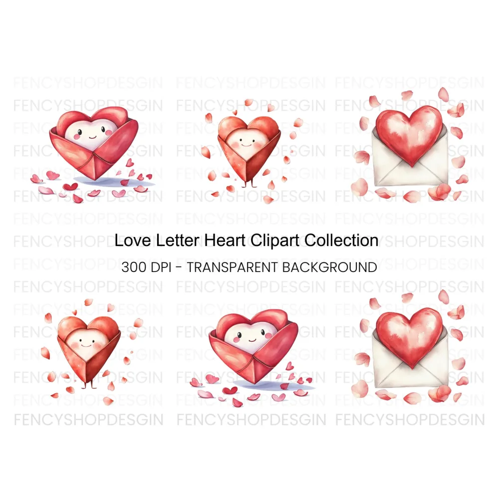 Sweet Heart Envelope Clipart Bundle