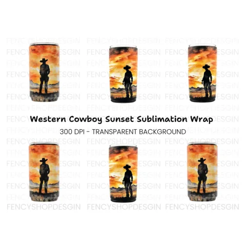 Cowboy Sunset Tumbler Clipart Bundle