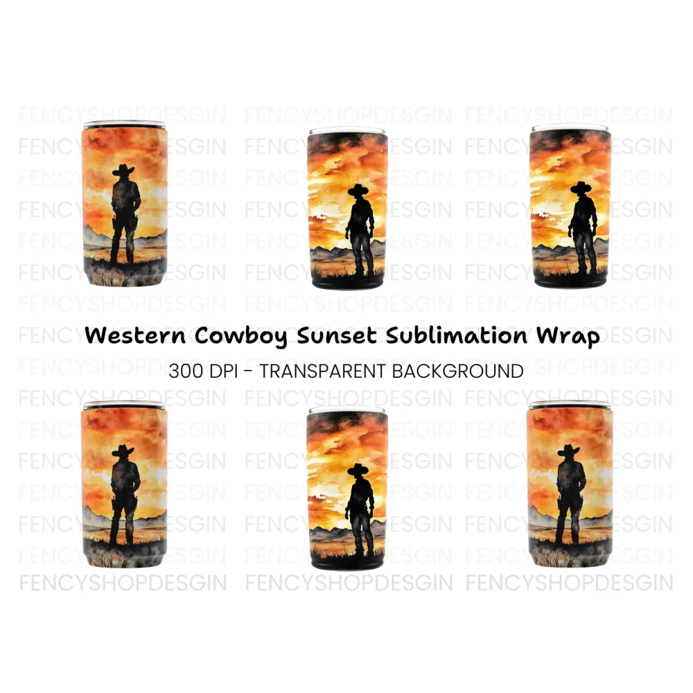 Cowboy Sunset Tumbler Clipart Bundle