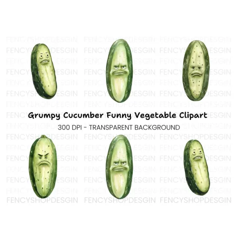 Angry Pickle Cartoon Clipart Bundle