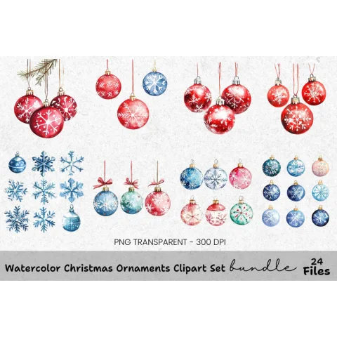 Christmas Ornaments Clipart Bundle