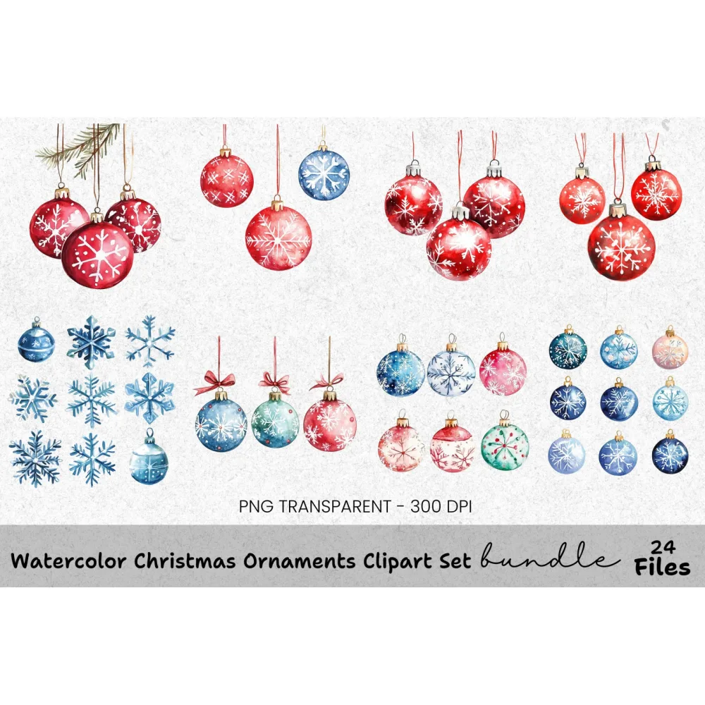 Christmas Ornaments Clipart Bundle