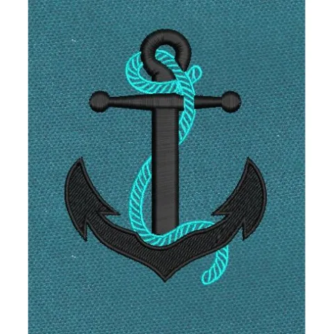 Rope Anchor Black & Neo Embroidery Design