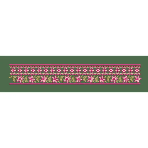 Pink Floral Vine Border Embroidery Design