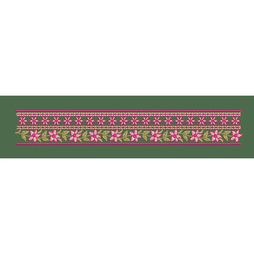 Pink Floral Vine Border Embroidery Design