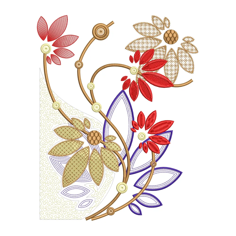 Exotic Flowers Embroidery Design