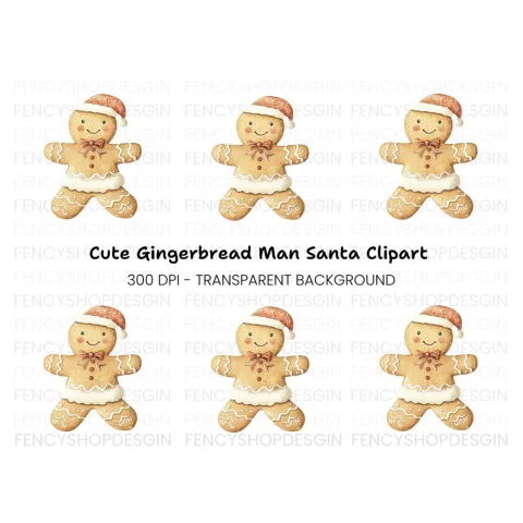 Cute Gingerbread Man Christmas Clipart Bundle