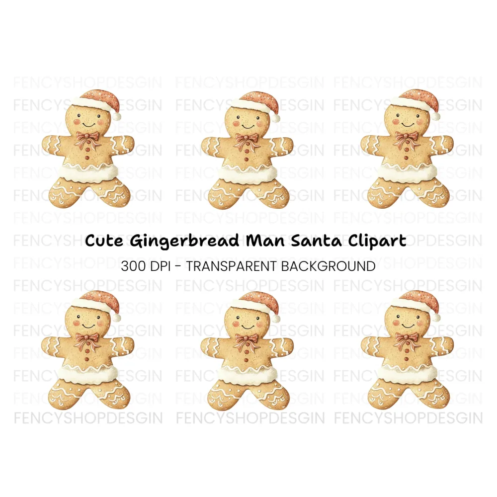 Cute Gingerbread Man Christmas Clipart Bundle