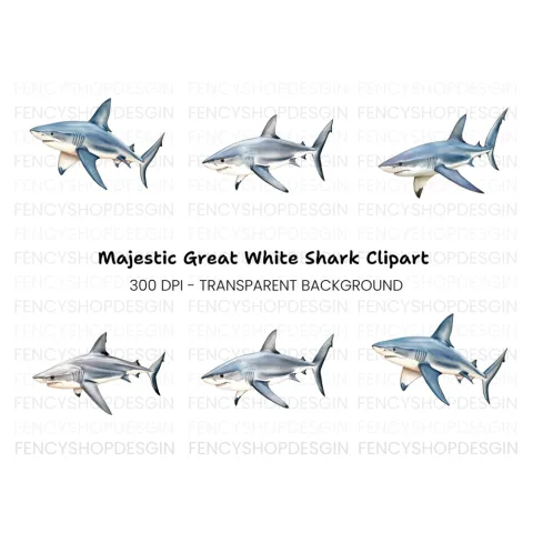 Great White Shark Clipart Bundle