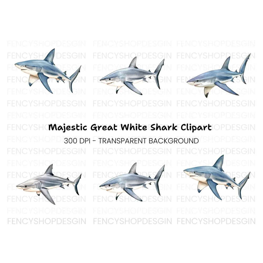 Great White Shark Clipart Bundle