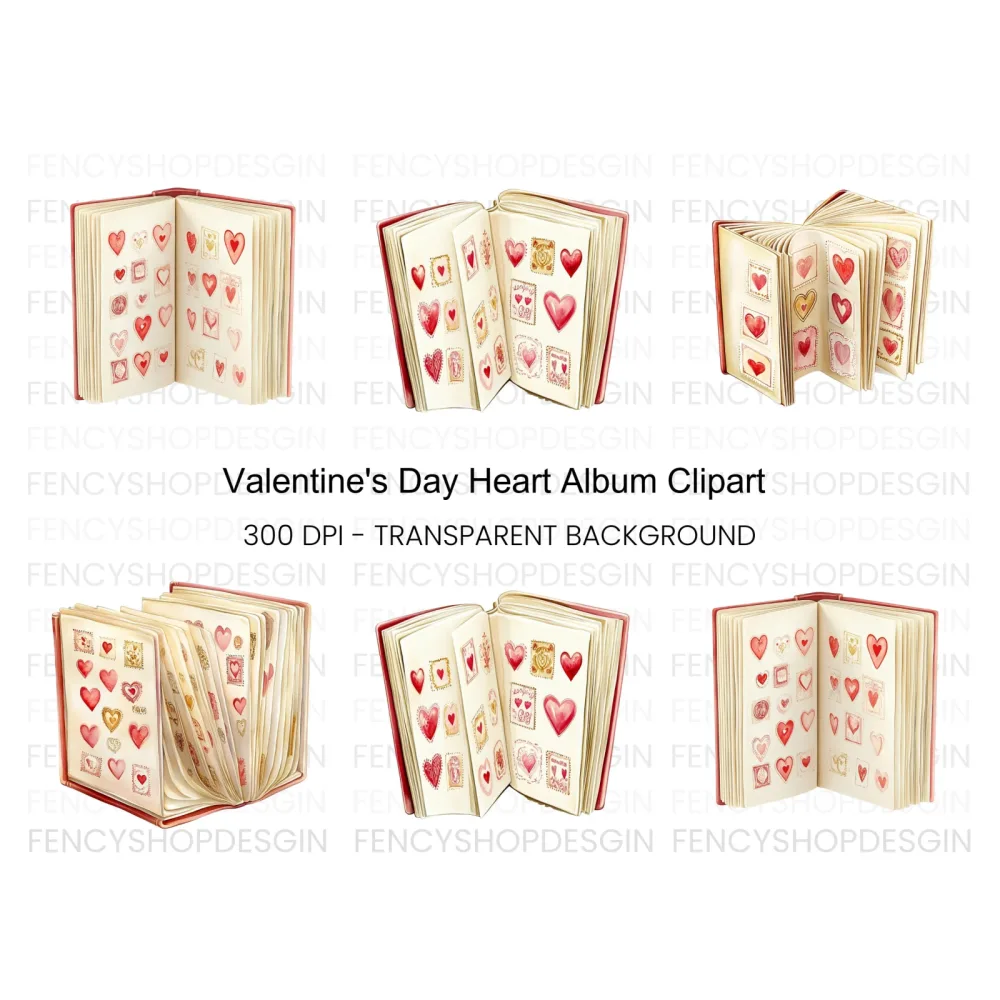 Valentine's Day Heart Stamp Clipart Bundle