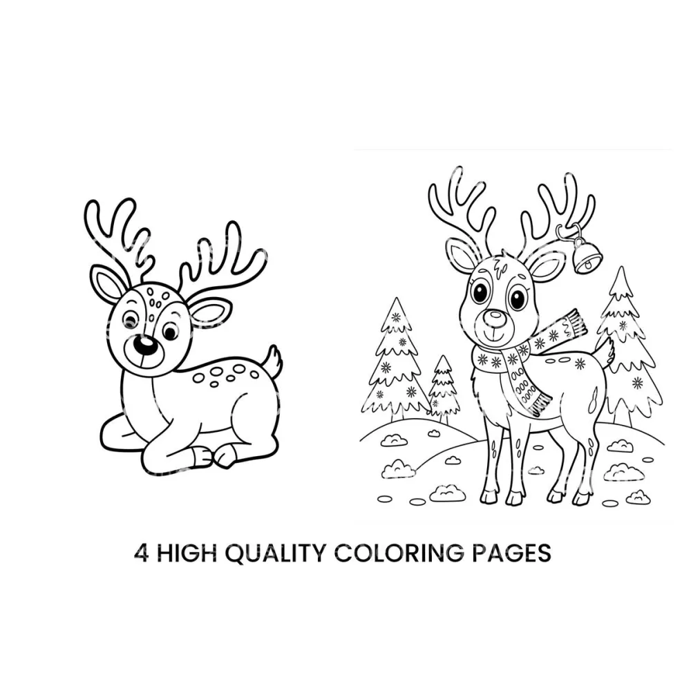 Cute Reindeer Christmas Coloring Books