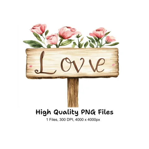 Rustic Love Sign Clipart Bundle
