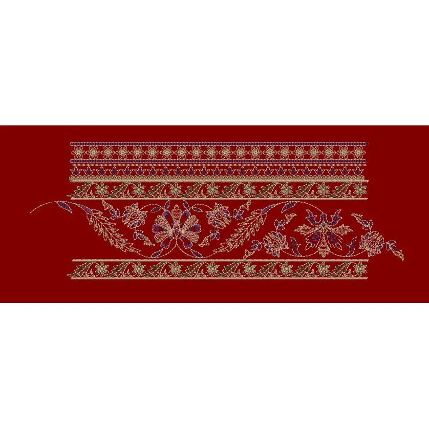 Sweeping Floral Vine Acanthus Border Embroidery Design