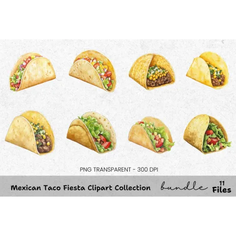 Mexican Taco Fiesta Clipart Bundle
