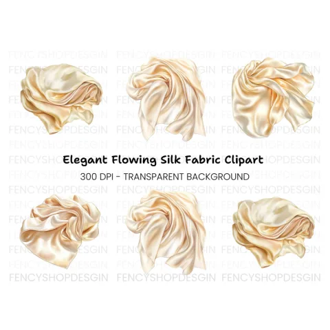 Elegant Flowing Silk Fabric Clipart Bundle