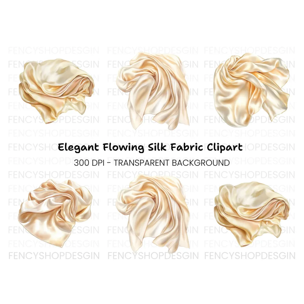Elegant Flowing Silk Fabric Clipart Bundle