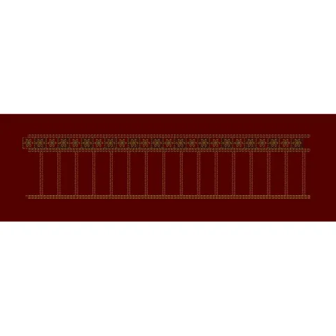 Floral Jacquard Border Orange & Red Vertical Lines Embroidery Design