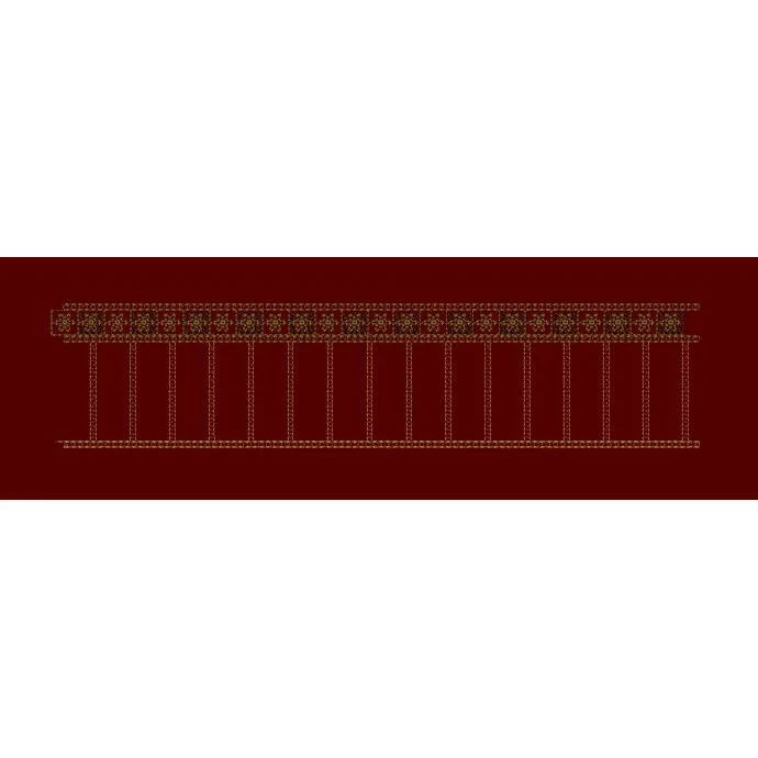 Floral Jacquard Border Orange & Red Vertical Lines Embroidery Design