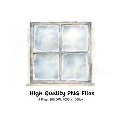 Frosted Winter Window Clipart Bundle