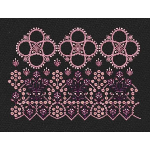 Lace Border Pink Embroidery Design