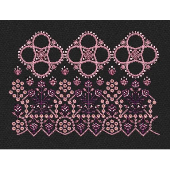 Lace Border Pink Embroidery Design