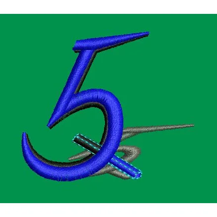 Five In Blue Embroidery Design