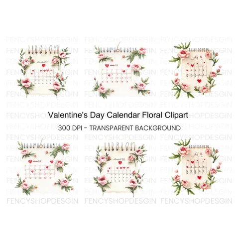 Valentine's Day Calendar Clipart Bundle