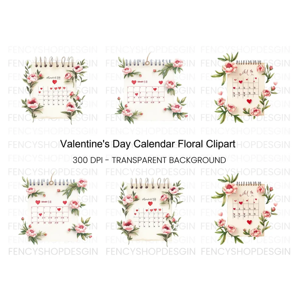 Valentine's Day Calendar Clipart Bundle