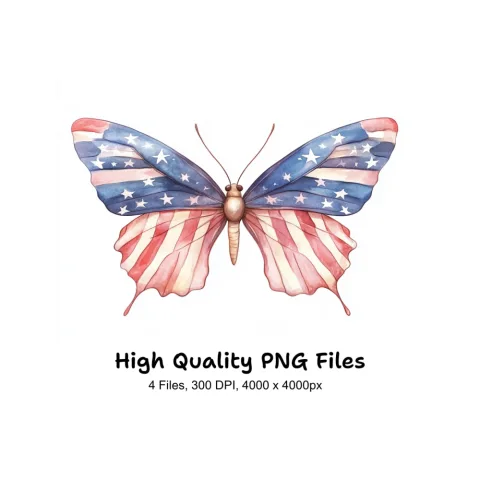 Patriotic Butterfly Clipart Bundle