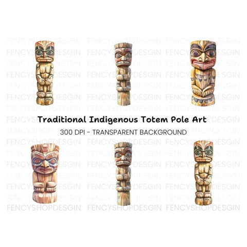 Native American Totem Pole Clipart Bundle