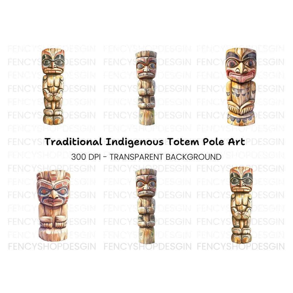 Native American Totem Pole Clipart Bundle