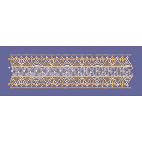 Triangular Weave Geometric Pattern Border Embroidery Design