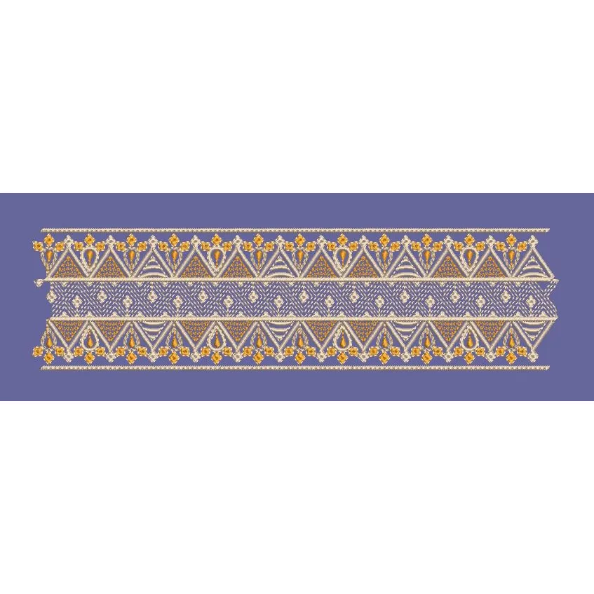 Triangular Weave Geometric Pattern Border Embroidery Design