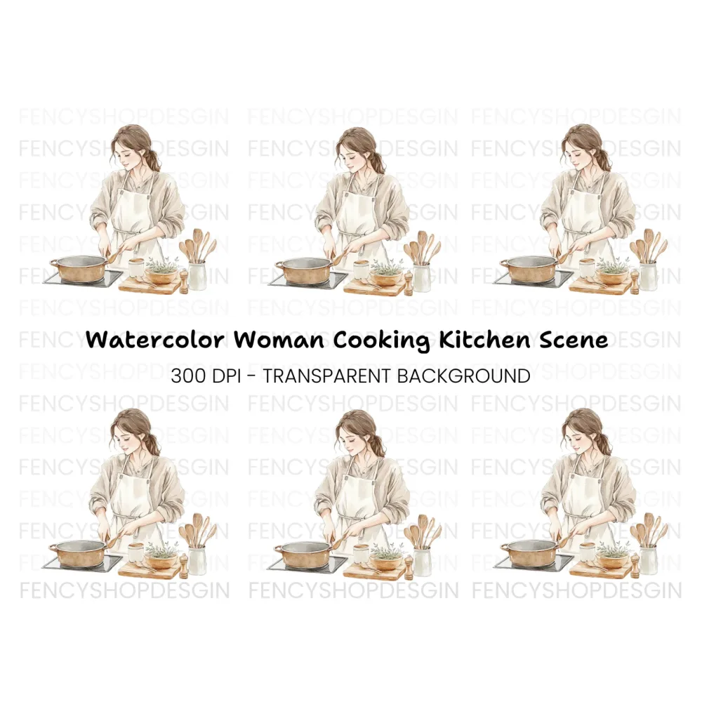 Stirring Pot Woman Clipart Bundle