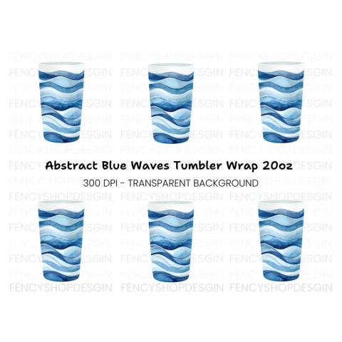 Blue Waves Tumbler Clipart Bundle